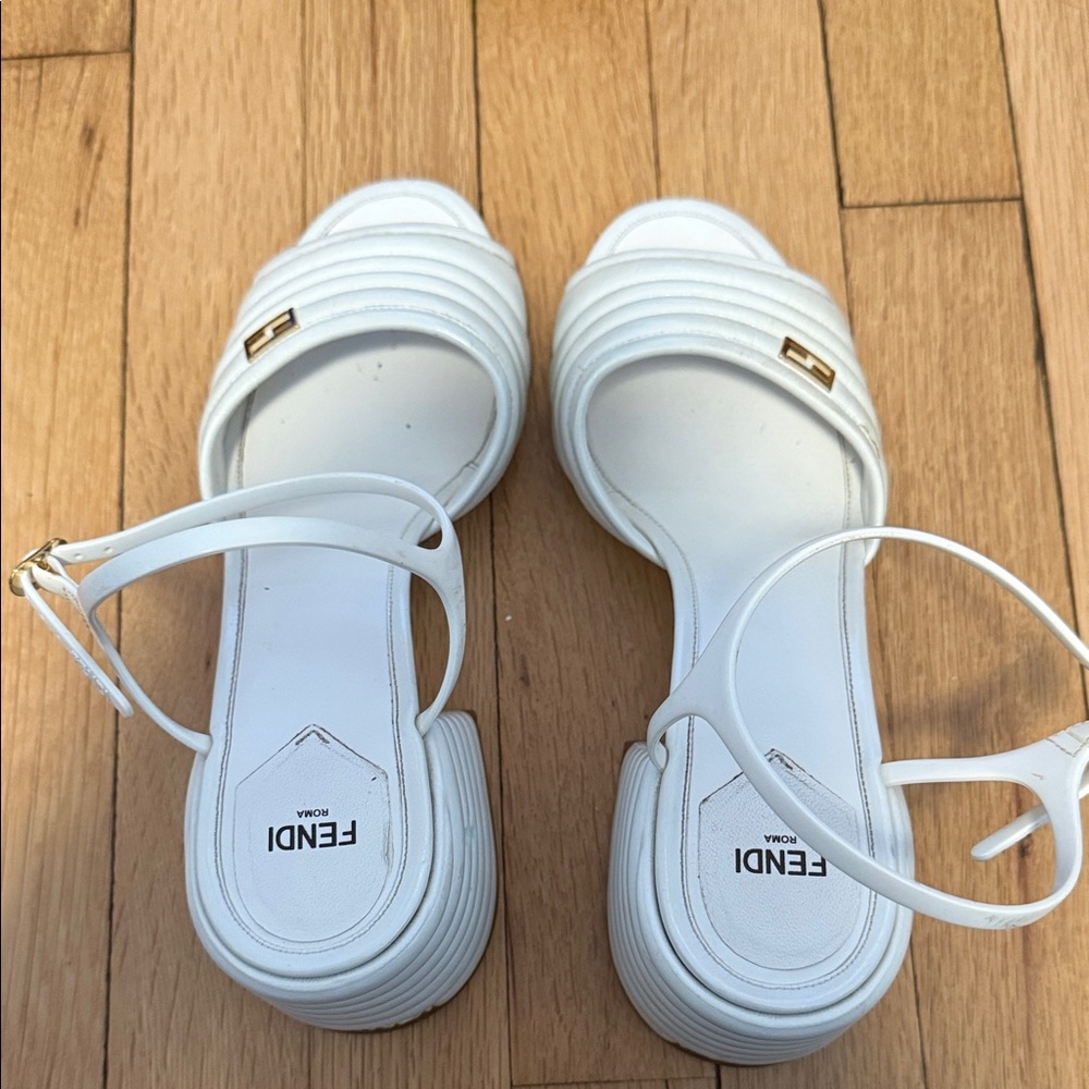 Fendi Wedge White Sandals
